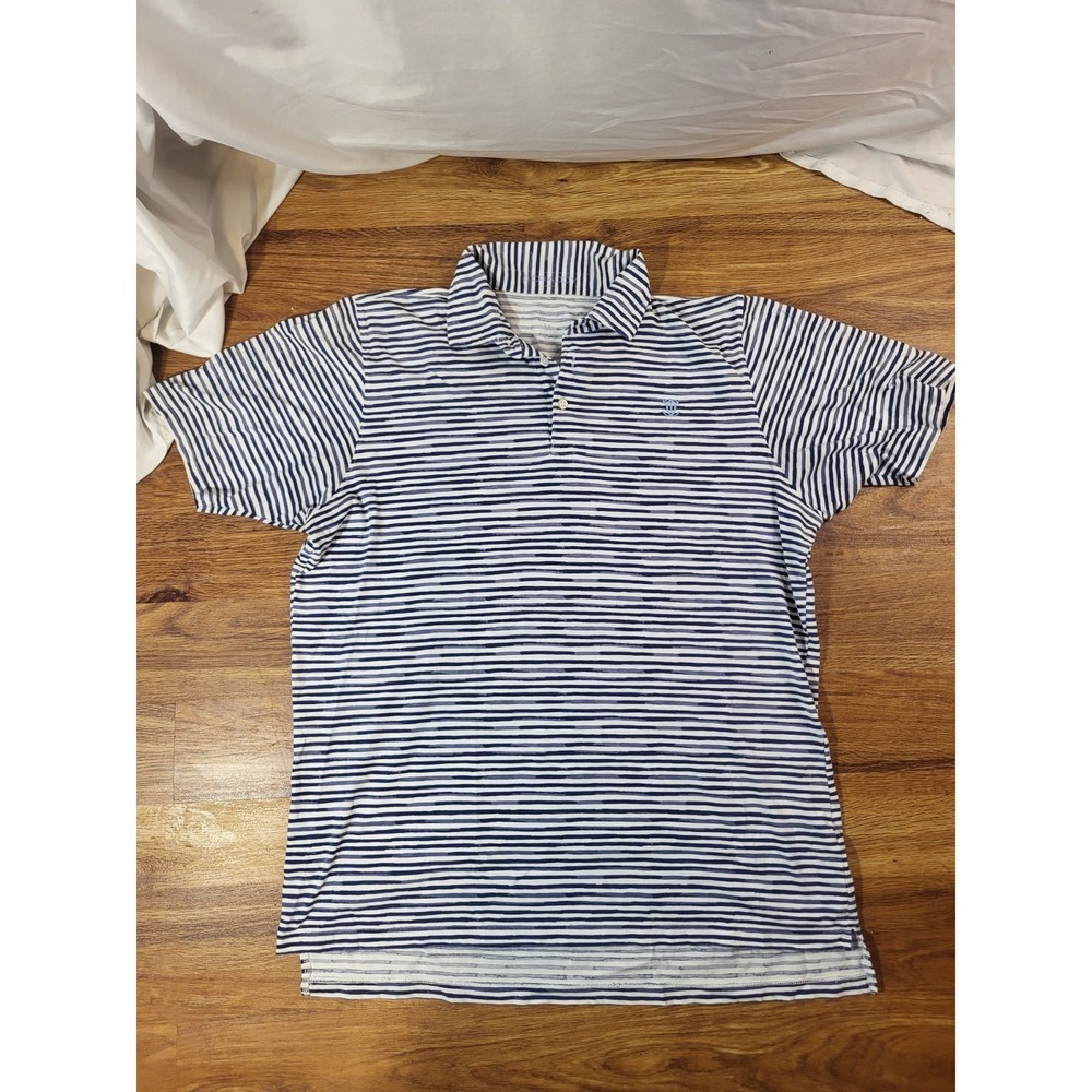 B Draddy Men's Medium Blue Striped Polo